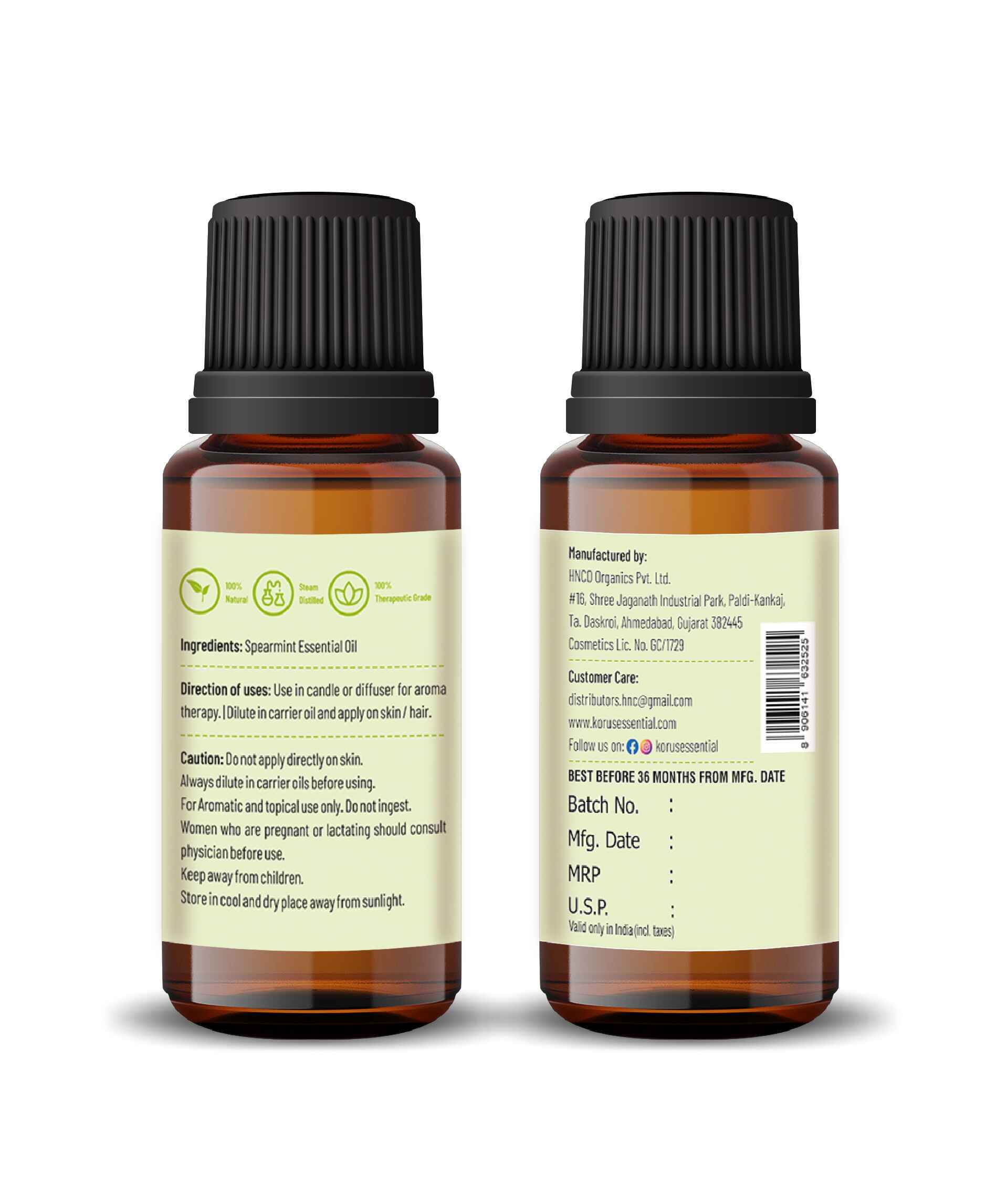 100% pure spearmint essential oil by Korus Essential therapeutic grade