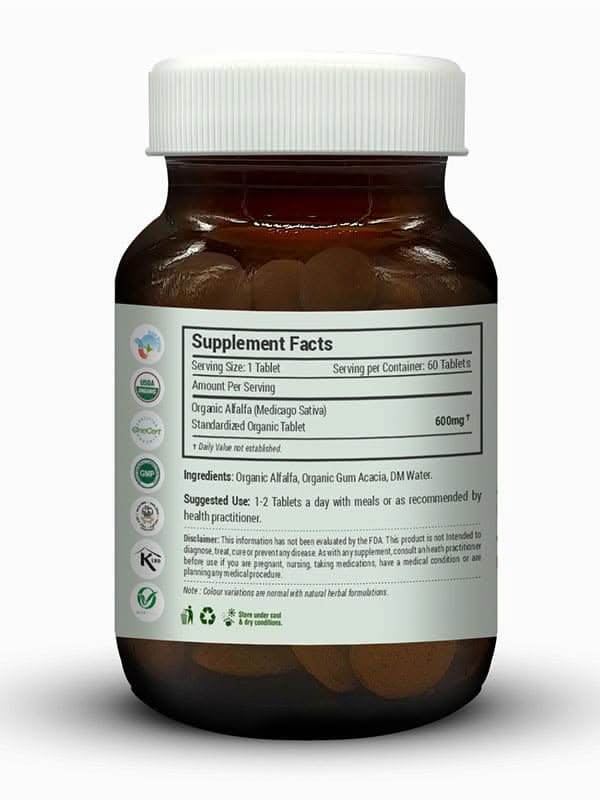 Organic Alfalfa Tablets 600mg 60 tablets Health N Wellness Shop