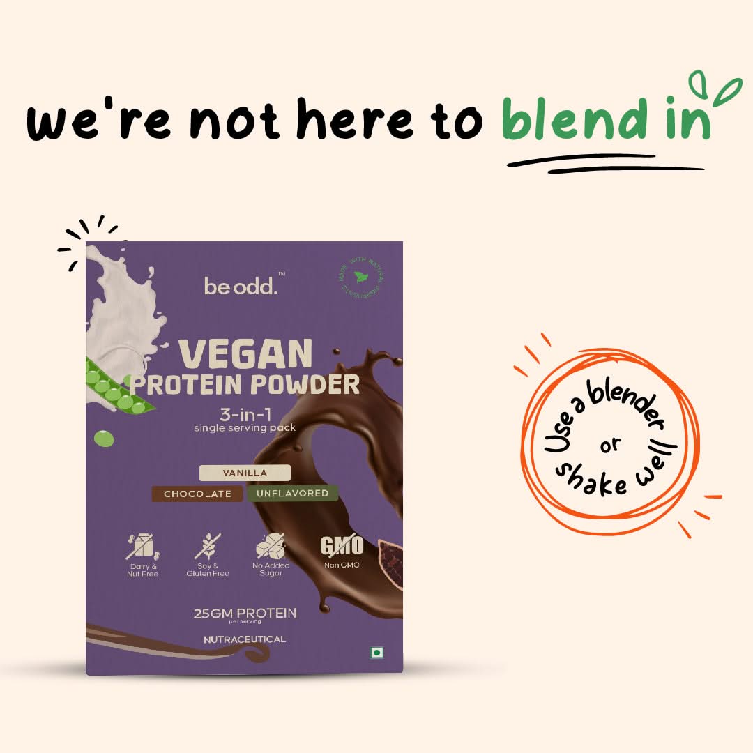 Be odd - Vegan Protein Powder 3 in 1 Single Serving Sachets.