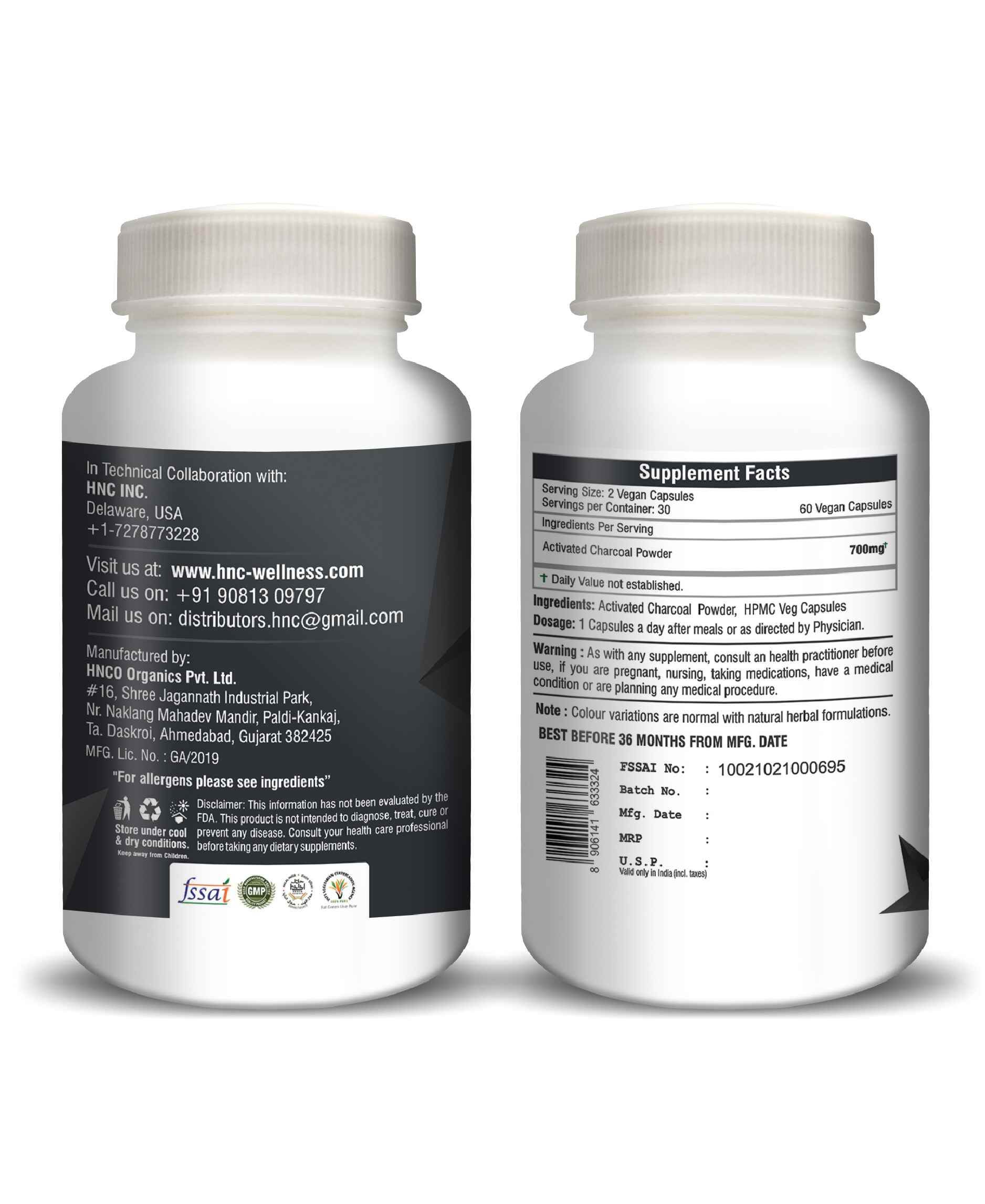 Activated Charcoal Capsules for digestion and detox