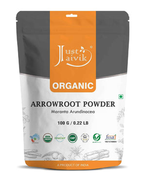 Just Jaivik Organic Arrowroot Powder 100% pure packaging