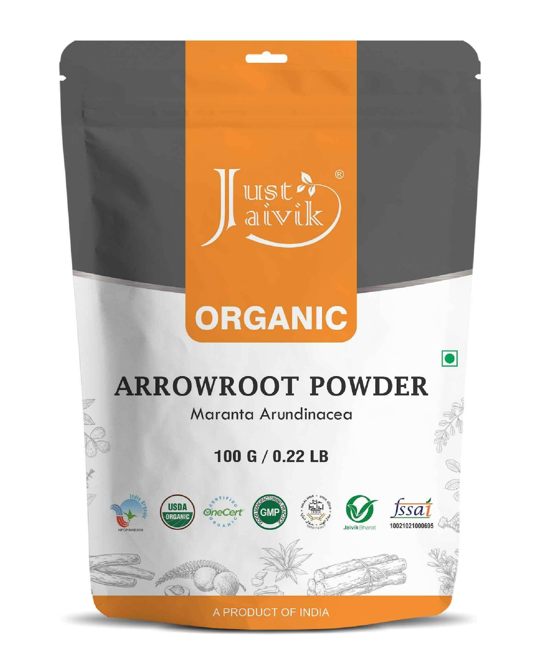 Just Jaivik Organic Arrowroot Powder 100% pure packaging