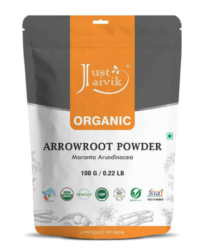 Just Jaivik Organic Arrowroot Powder 100% pure packaging