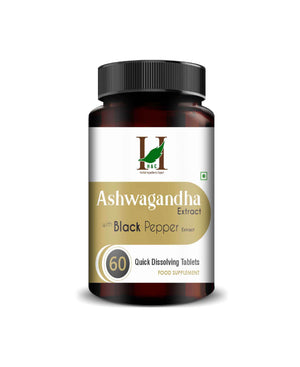 H&C Ashwagandha extract tablets with black pepper quick dissolving
