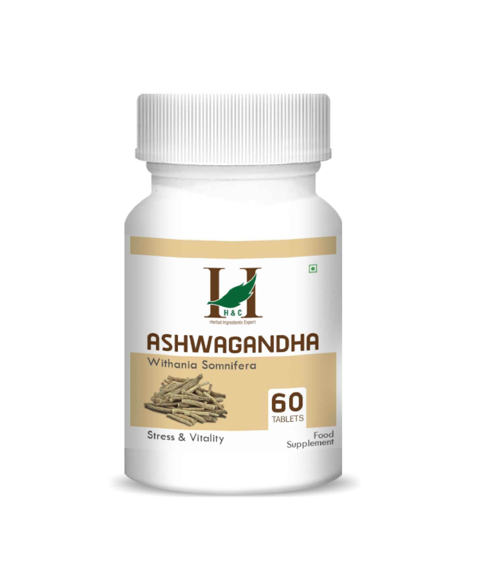 H&C Ashwagandha Tablet bottle for stress relief and immunity