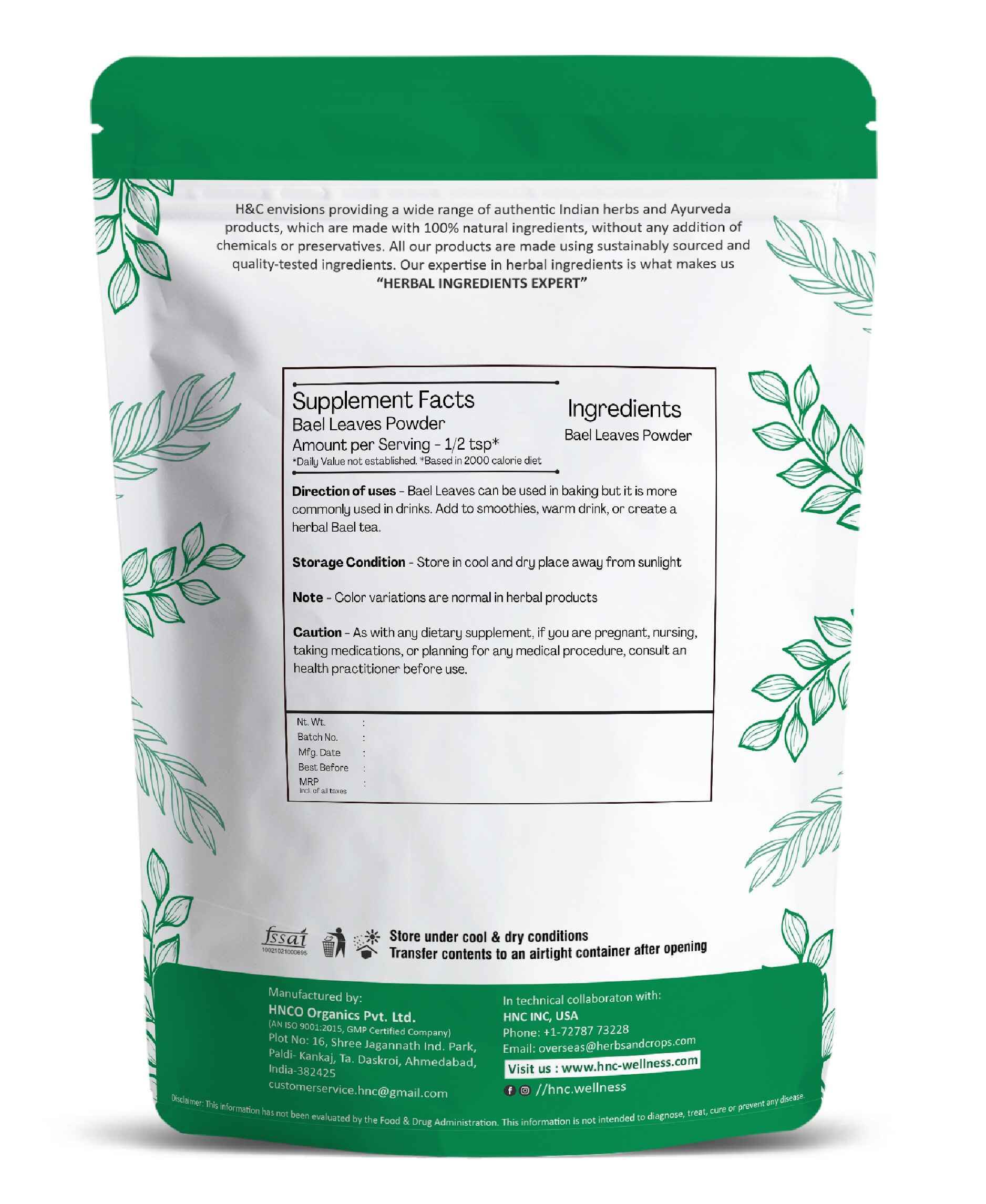 Bael leaves powder for constipation relief