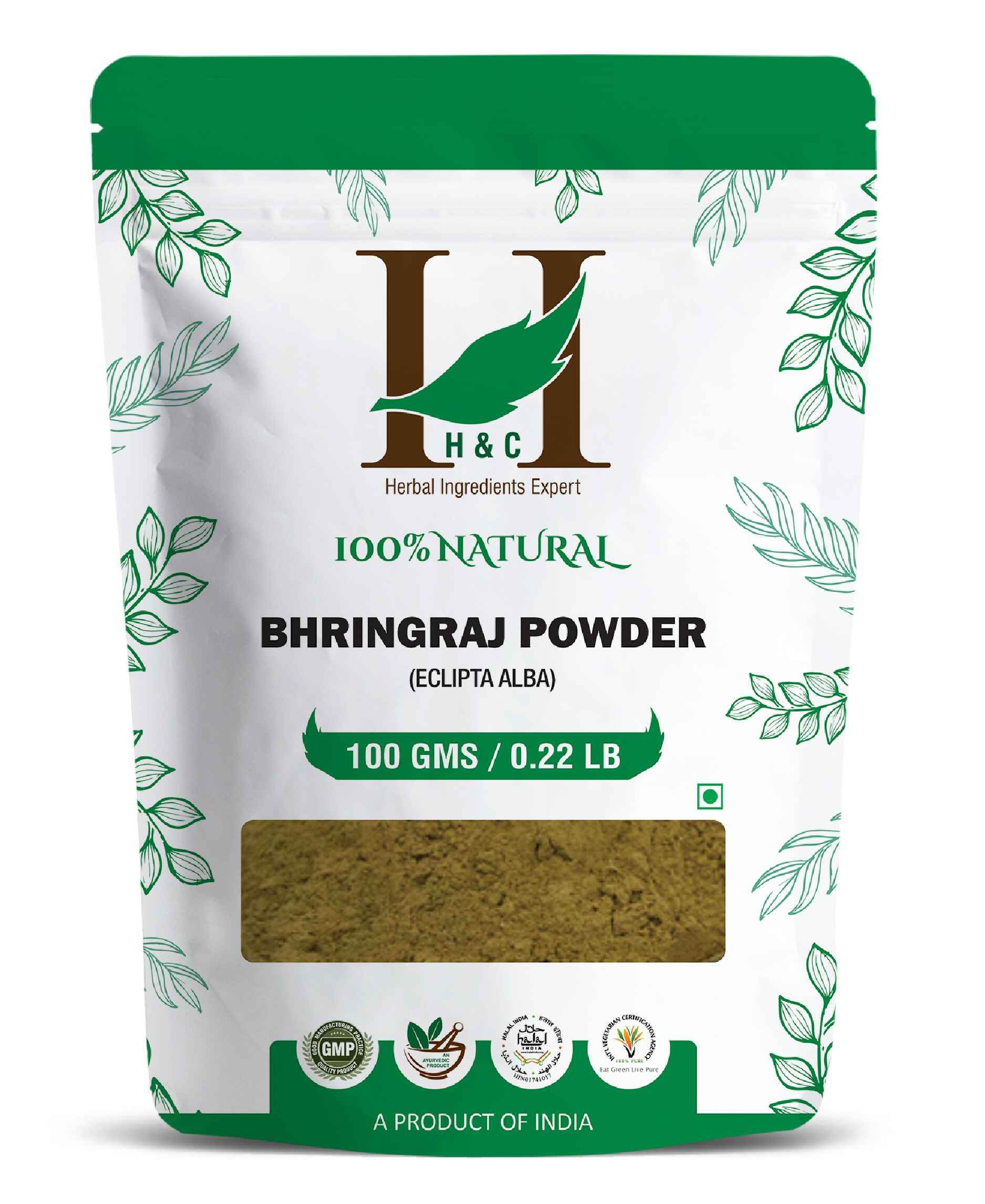 H&C Natural Bhringraj (Eclipta Alba) Powder For Hair Growth - 100gm (Pack of 4).