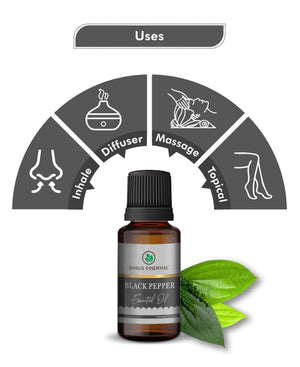 Black pepper essential oil application on skin with carrier oil