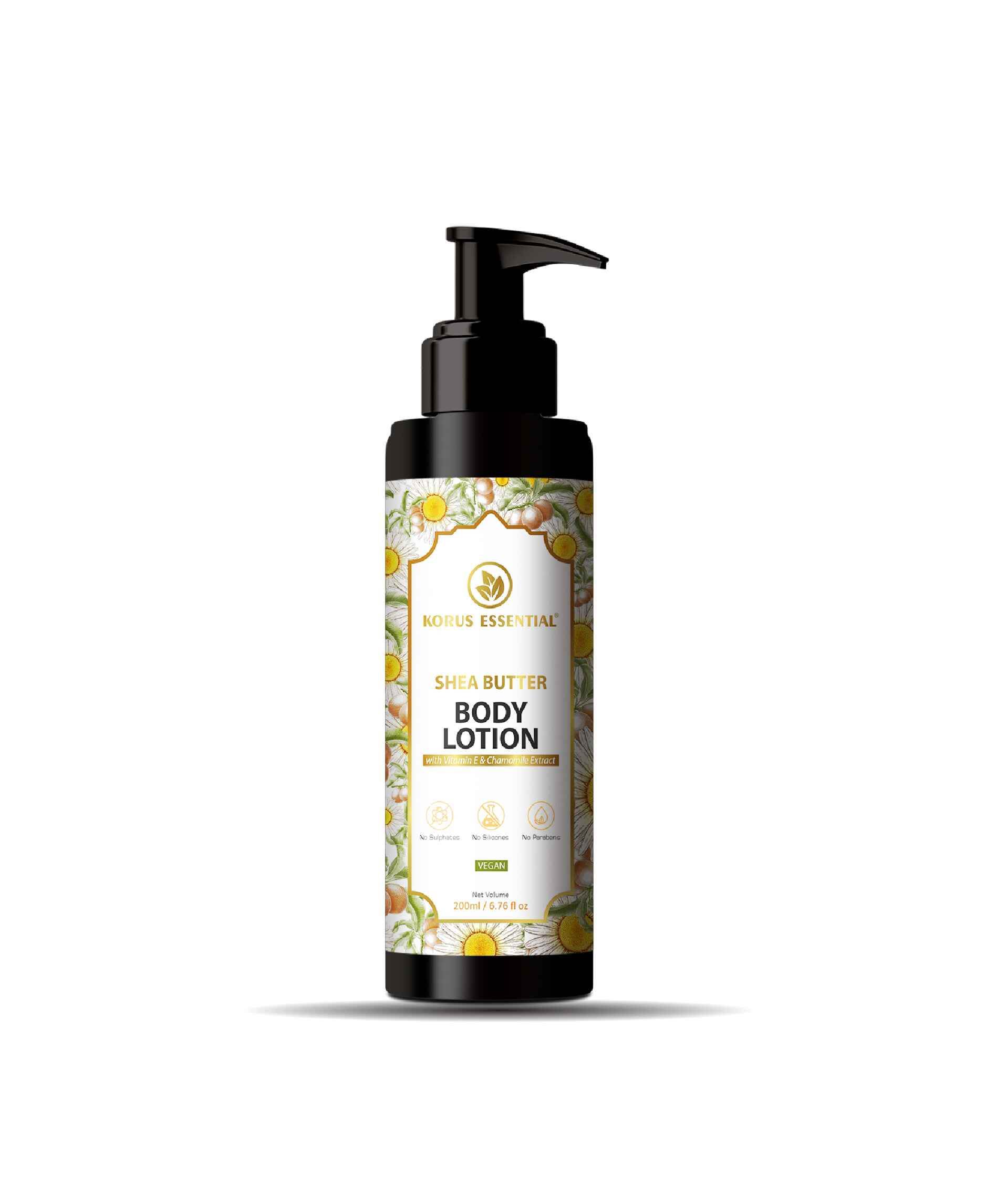 Korus Essential Shea Butter Body Lotion with Vitamin E and Chamomile Extract - 200ml.