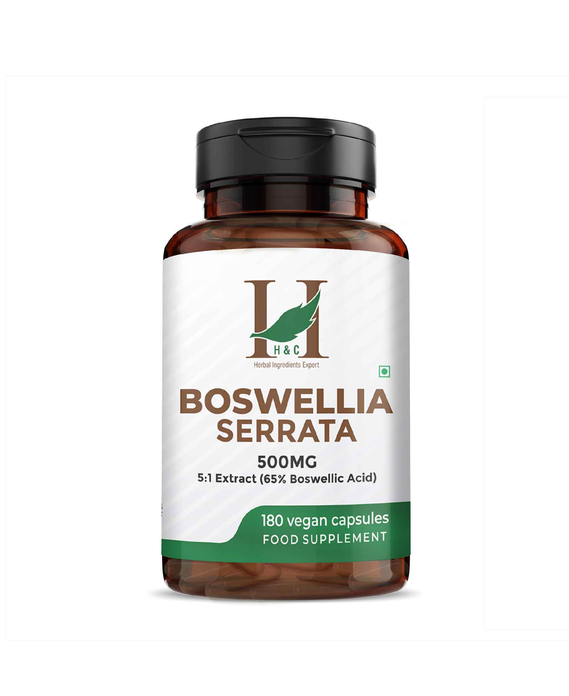 H&C Boswellia Serrata 500mg capsules High strength Boswellia Serrata 5:1 extract supplement 2500mg equivalent