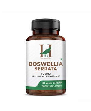 H&C Boswellia Serrata 500mg capsules High strength Boswellia Serrata 5:1 extract supplement 2500mg equivalent