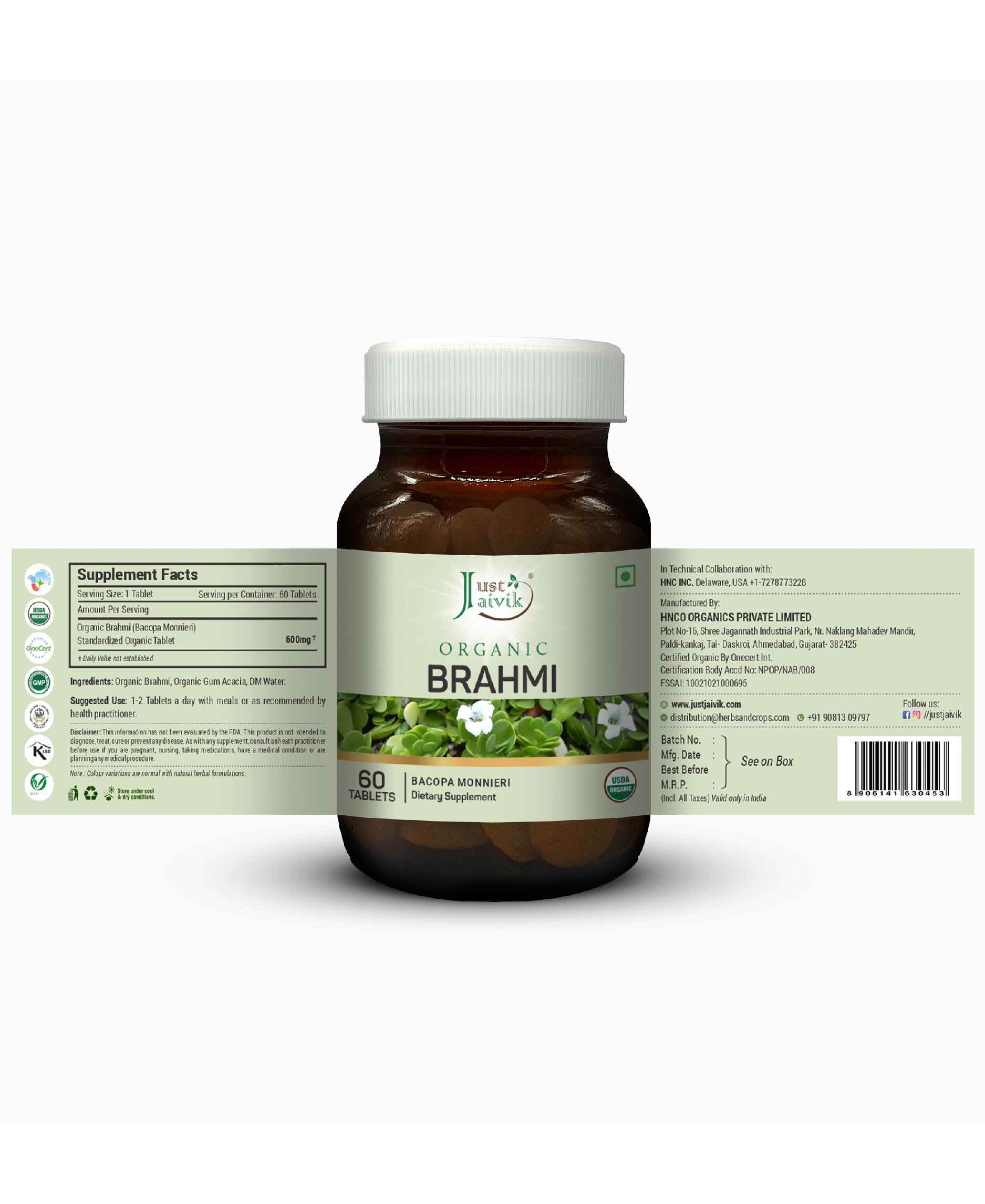 Just Jaivik Organic Brahmi Tablets for memory enhancement