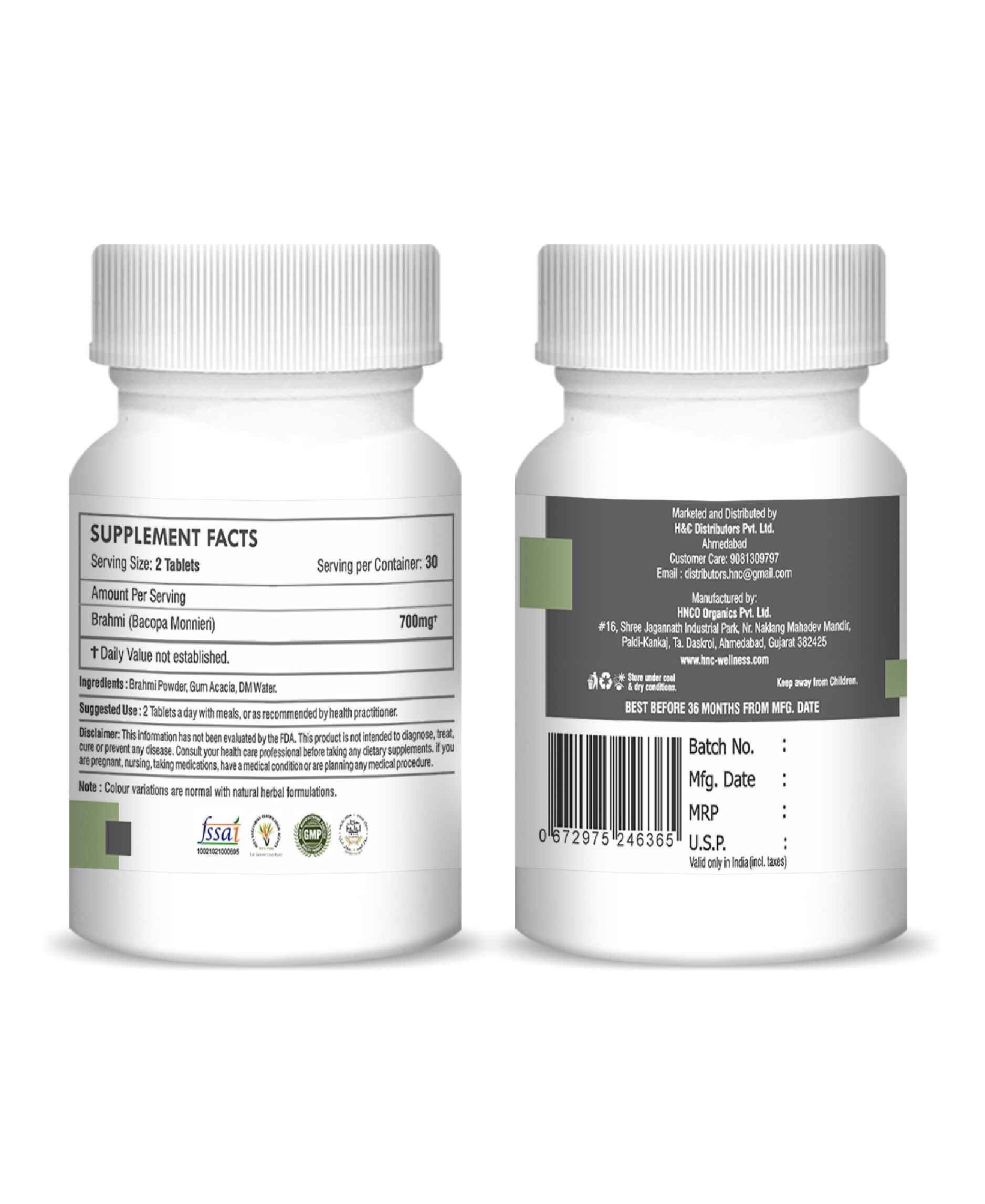H&C Brahmi tablet natural Ayurvedic brain tonic