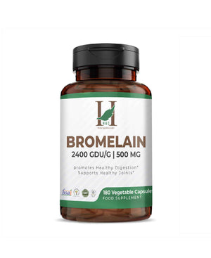 H&C Bromelain Veg Capsules 500 mg bottle front view