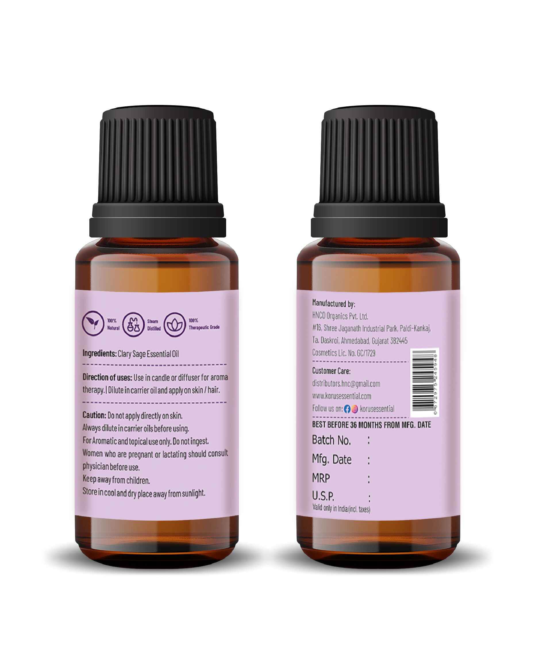 Korus Essential Clary Sage Oil - 15ml.