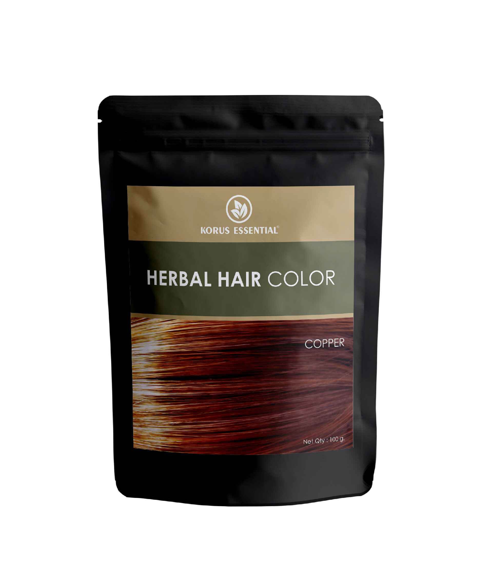 Korus Essential Herbal Hair Color (Copper) - 100gm (Pack of 3).