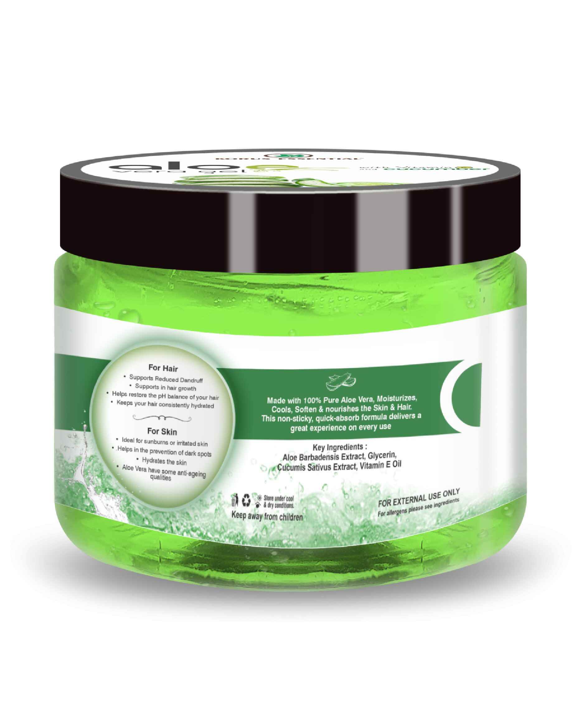 Korus Essential Aloe Vera Gel with Cucumber and Vitamin E - 200gm.