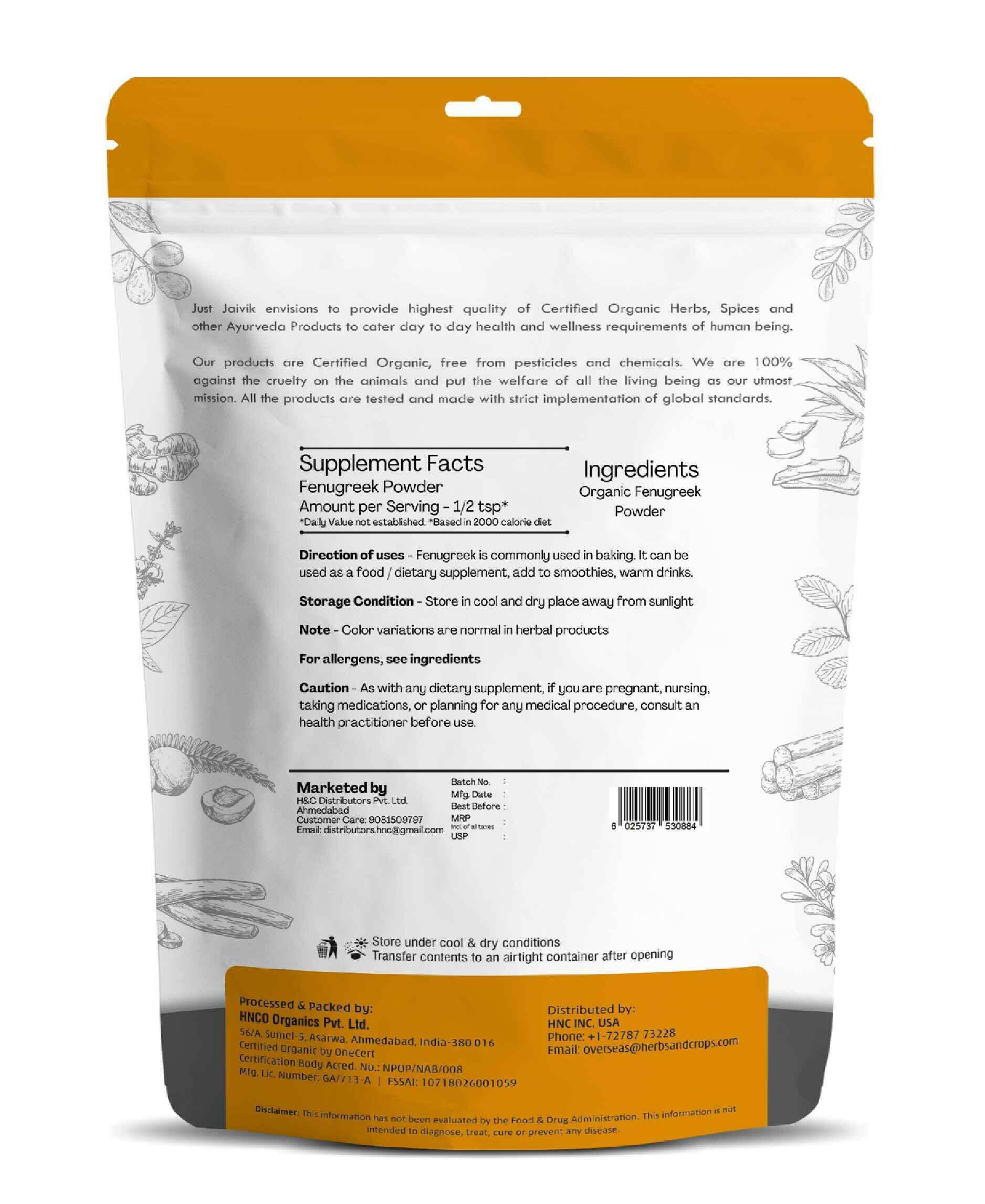 Certified organic fenugreek seed powder by Just Jaivik