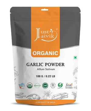 Organic garlic powder sprinkled on roasted vegetables