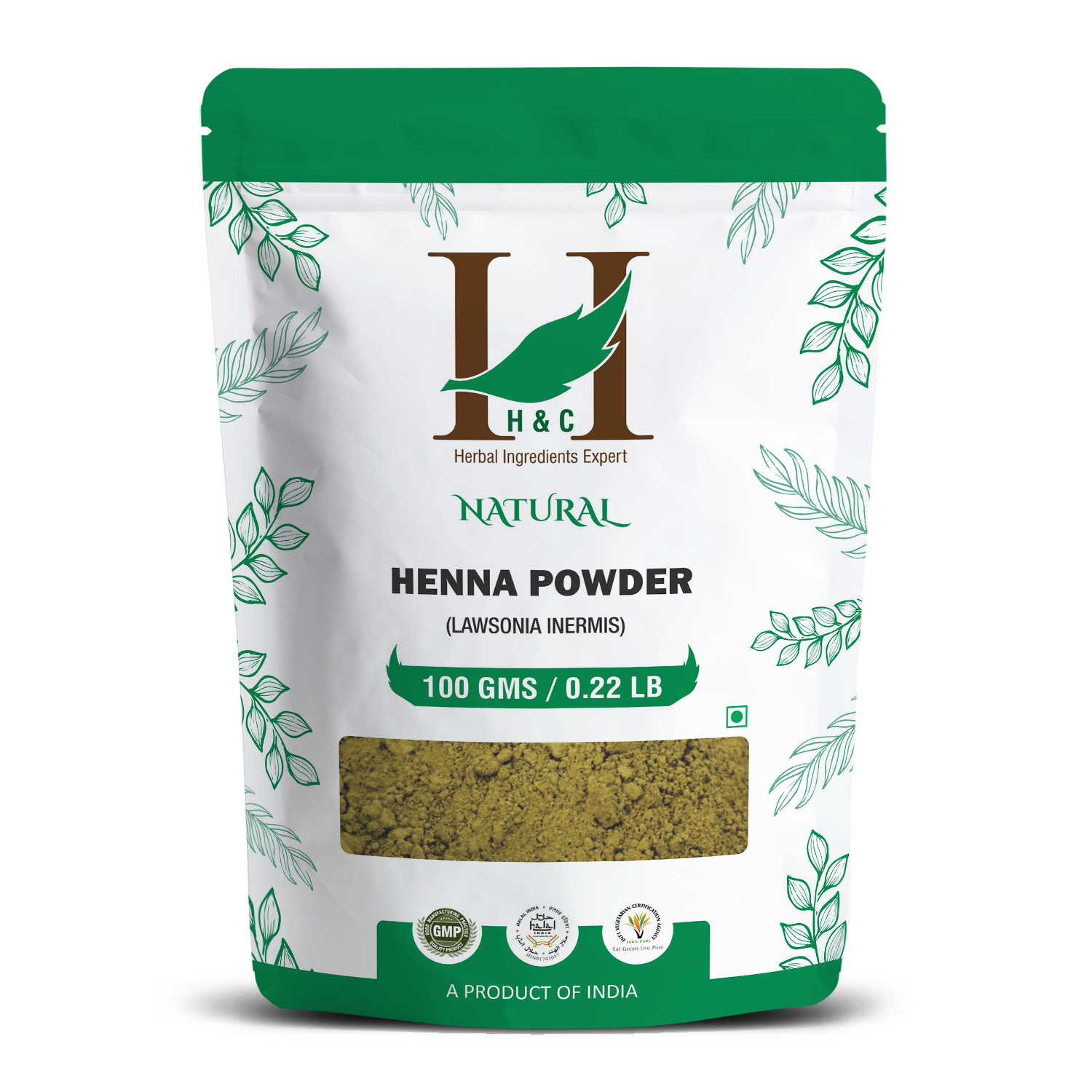 H&C Natural Henna Powder 100gm - Natural Hair Color & Conditioning
