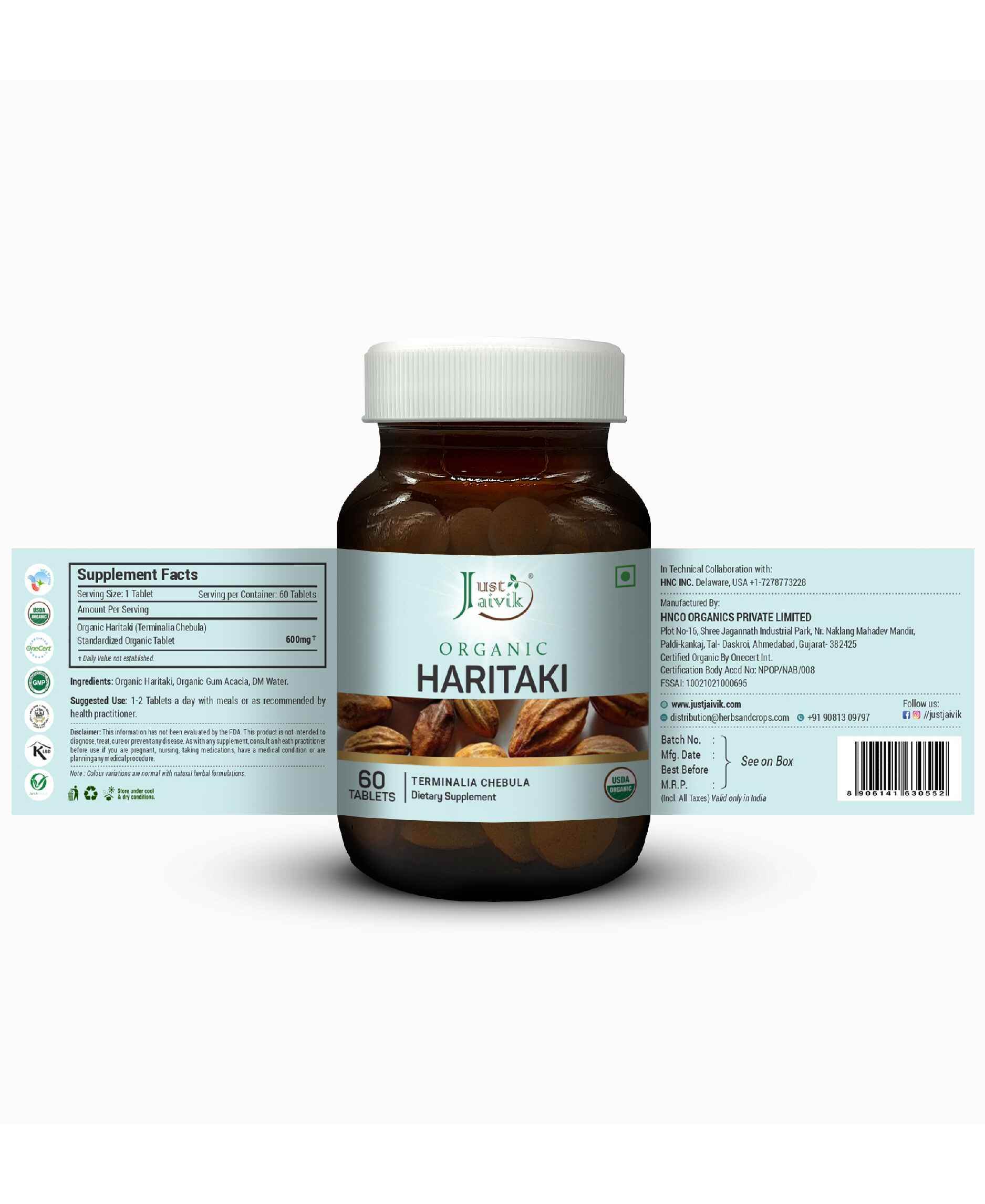Just Jaivik Organic Haritaki digestive health supplement
