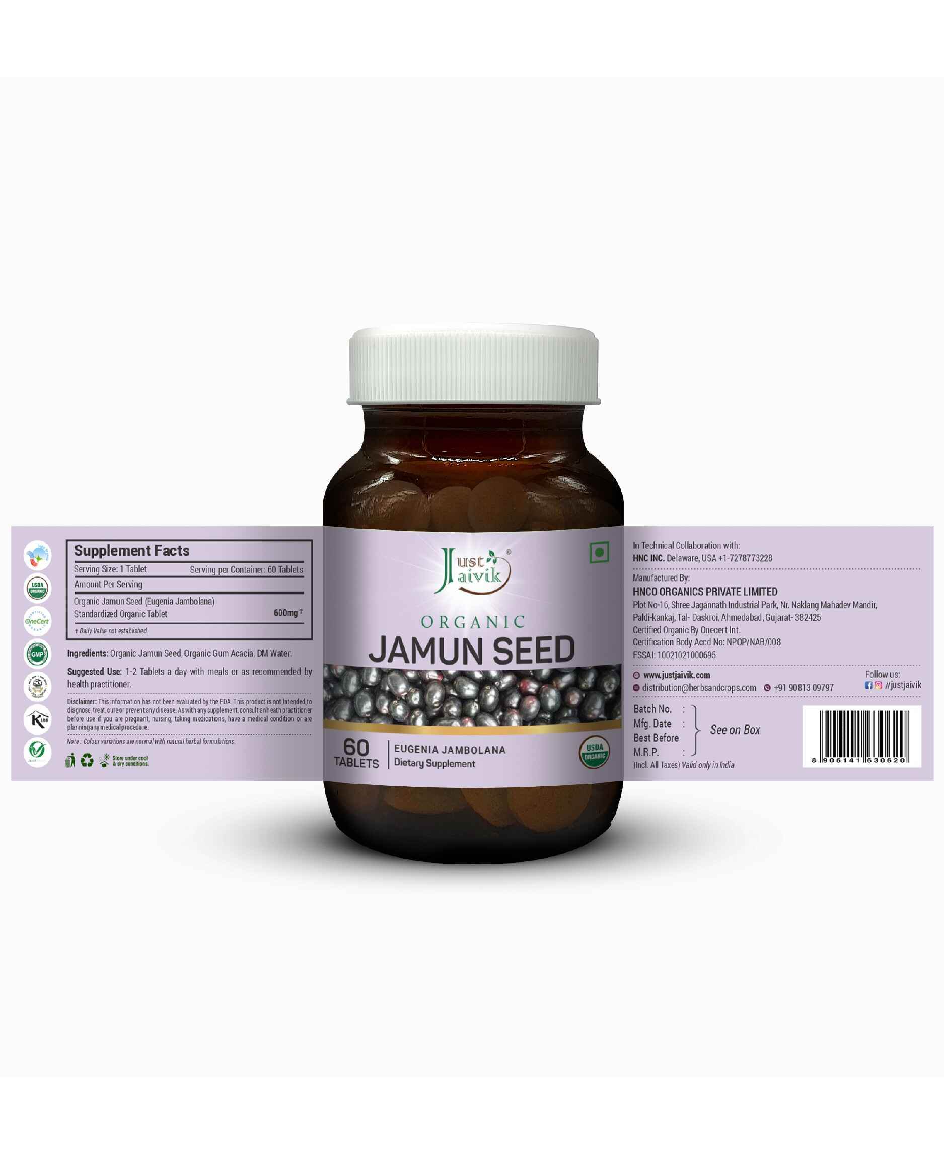 Just Jaivik Organic Jamun Seed Tablets pack