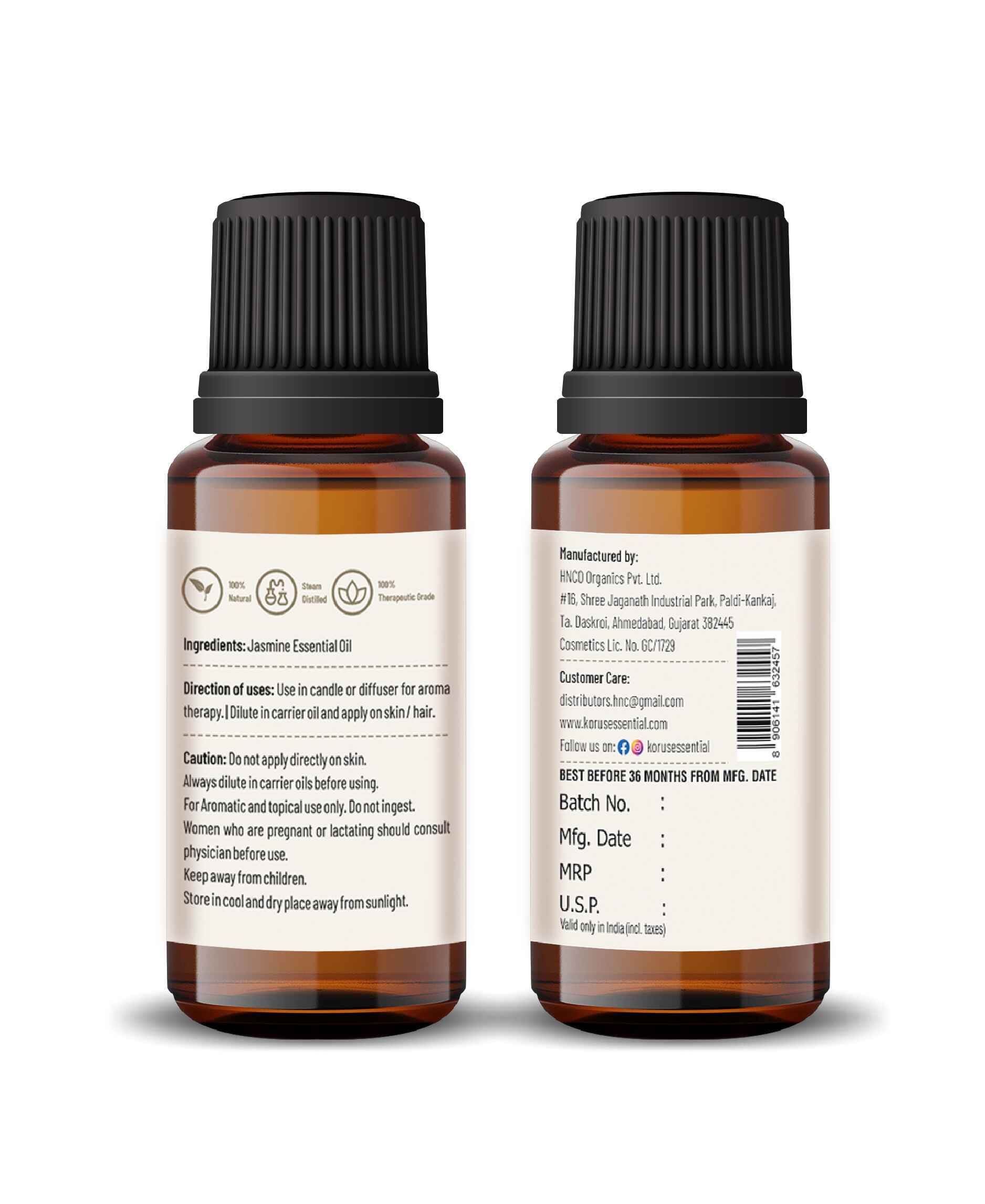 Korus Essential Jasmine Oil - 15ml (Pack of 2).