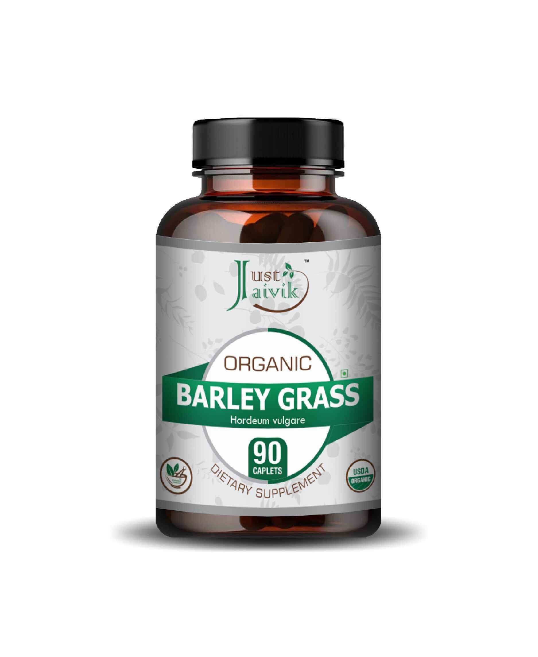 Just Jaivik Organic Barley Grass Caplets 750mg bottle