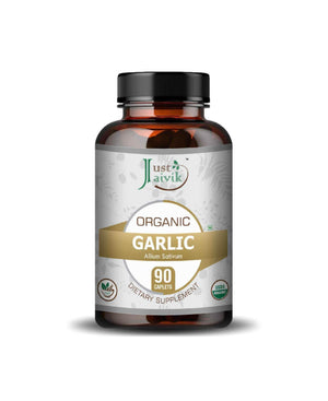 Just Jaivik Organic Garlic Caplets heart health supplement