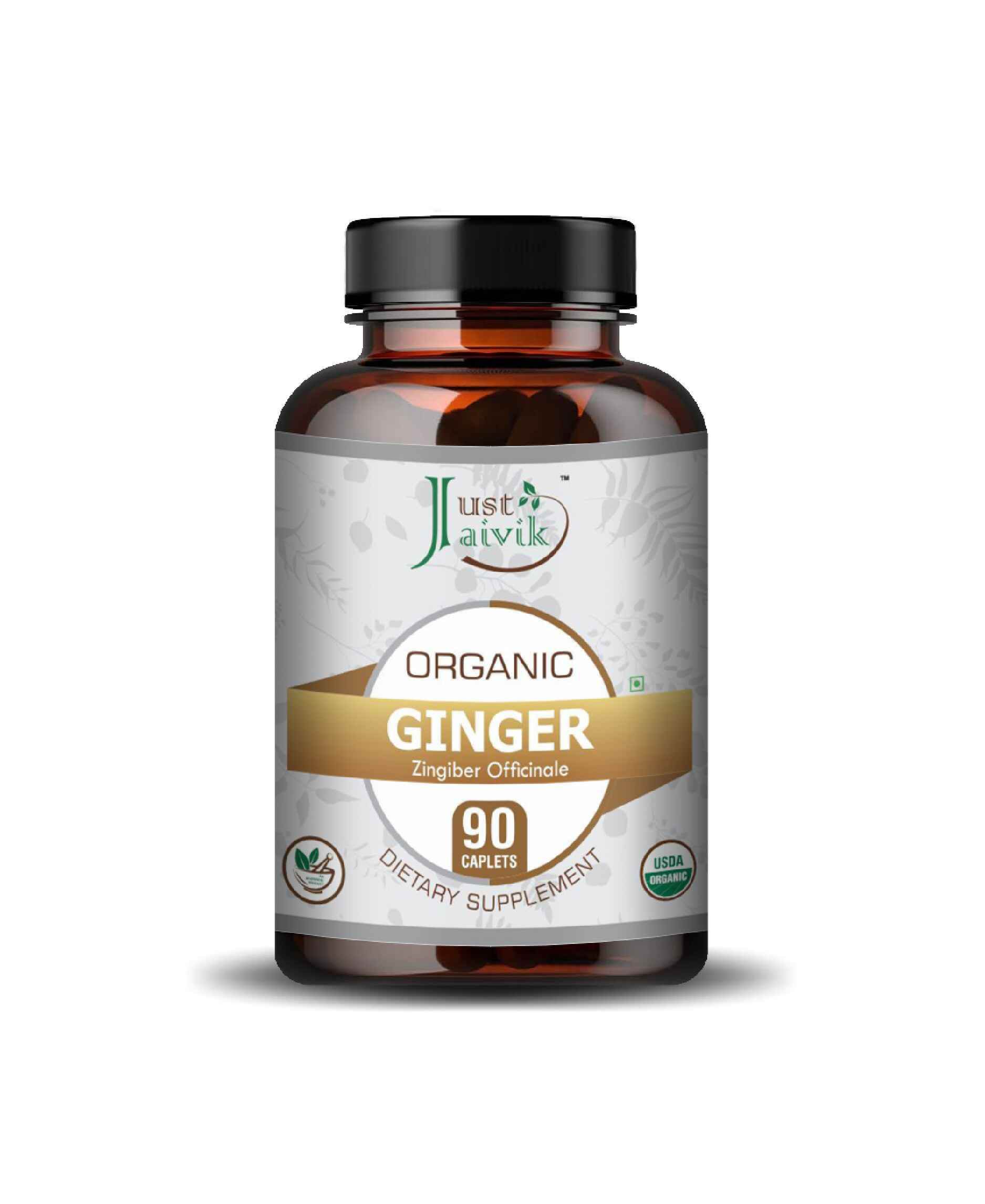 Just Jaivik Organic Ginger Caplets bottle