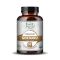 Just Jaivik Organic Gokharu Caplets bottle with 750mg tablets