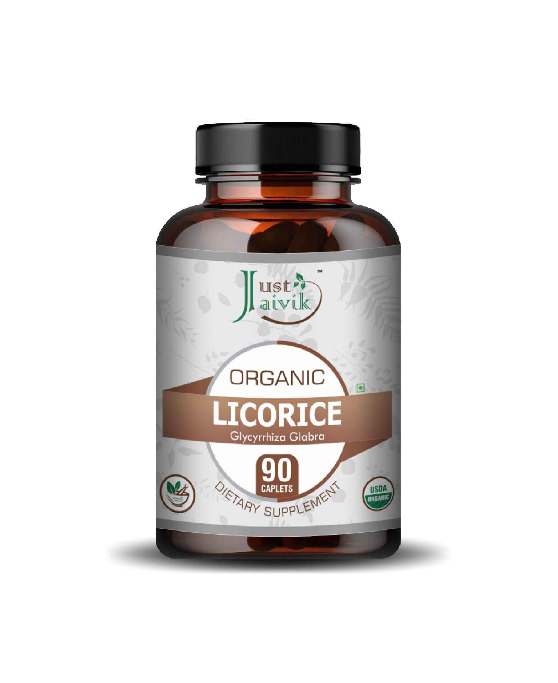 Just Jaivik Organic Licorice Caplets bottle