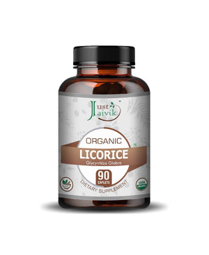 Just Jaivik Organic Licorice Caplets bottle