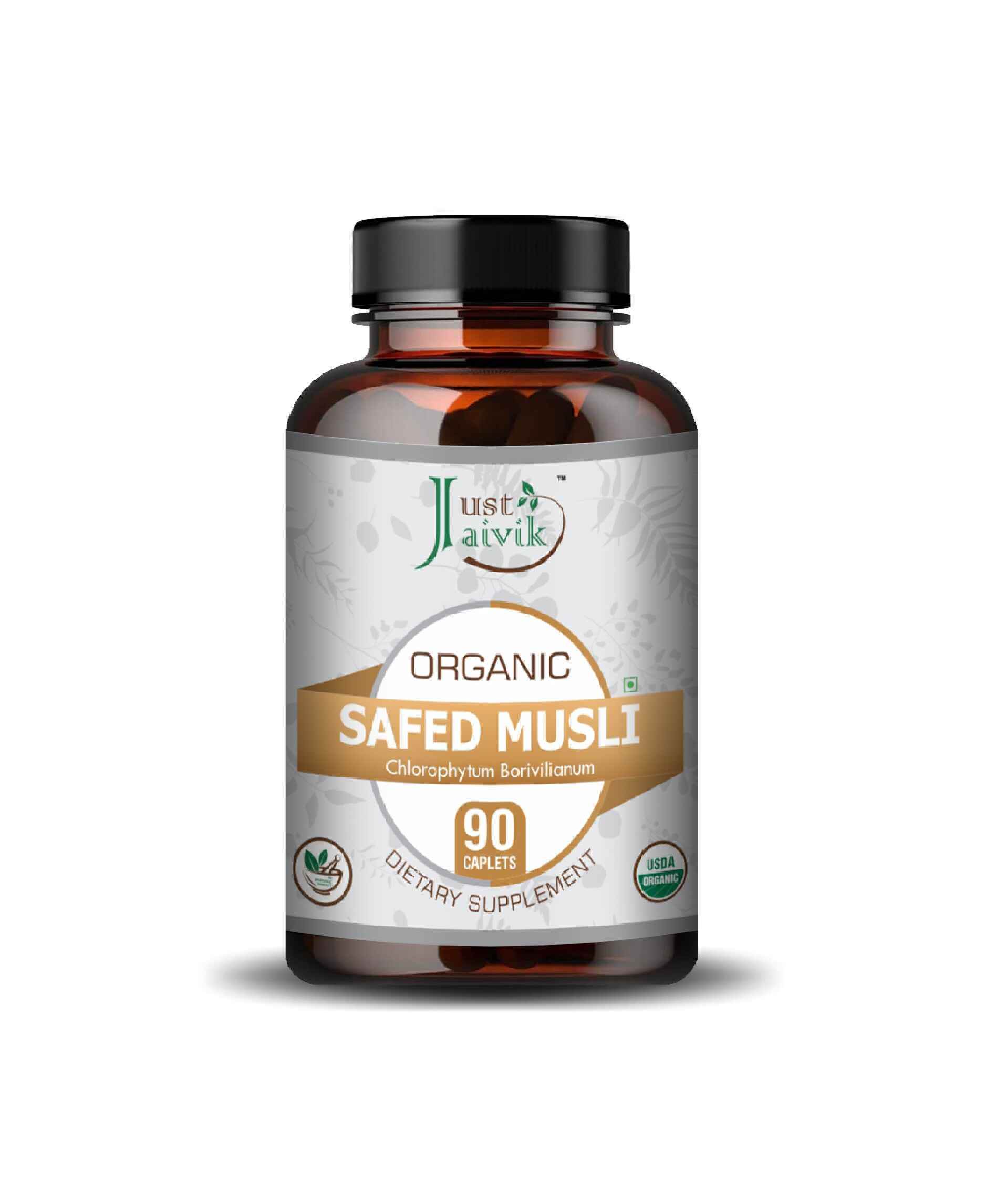 Just Jaivik Organic Safed Musli capsule for vitality and stamina