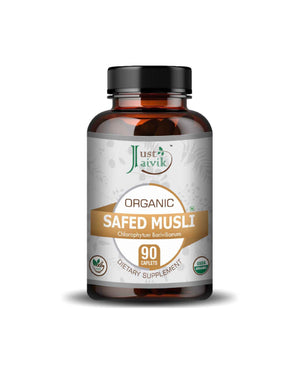 Just Jaivik Organic Safed Musli capsule for vitality and stamina