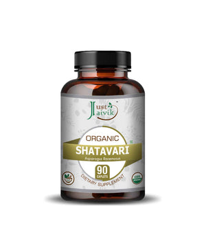 Just Jaivik Organic Shatavari Caplets 750mg - Herbal Supplement for Women's Hormonal Balance
