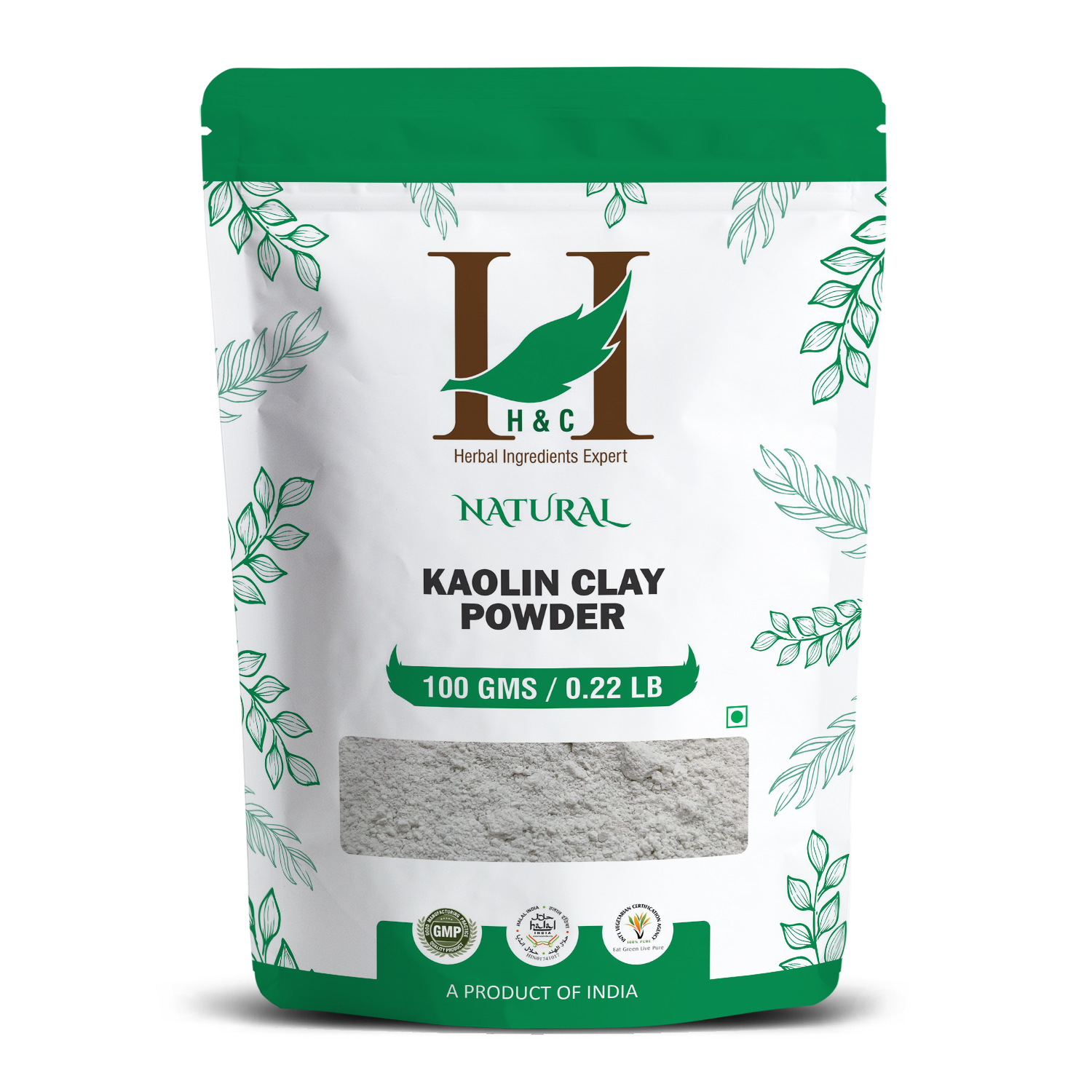 H&C Natural Kaolin Clay Powder 100gm - Gentle Detox & Glow