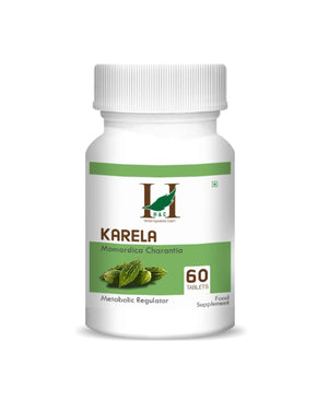 H&C Karela Tablet bottle with Bitter Gourd supplement capsules