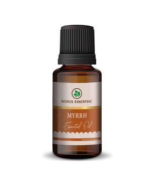 Korus Essential Myrrh Oil 15ml therapeutic grade bottle on white background