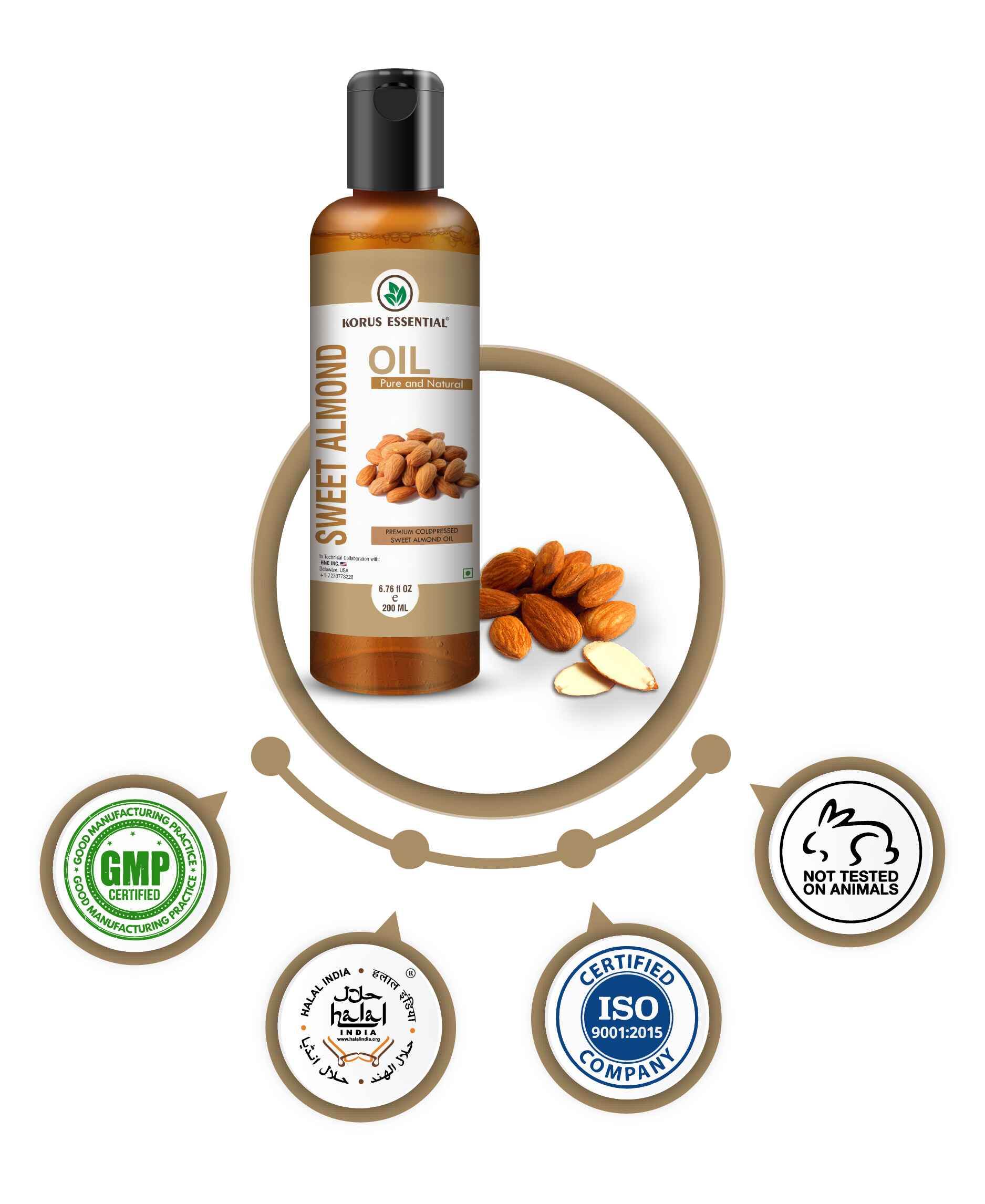 Korus Essential Natural carrier oil sweet almond oil for massage and skincare