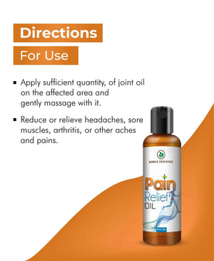 Korus Essential Pain Relief Oil packaging with herbal ingredient labels