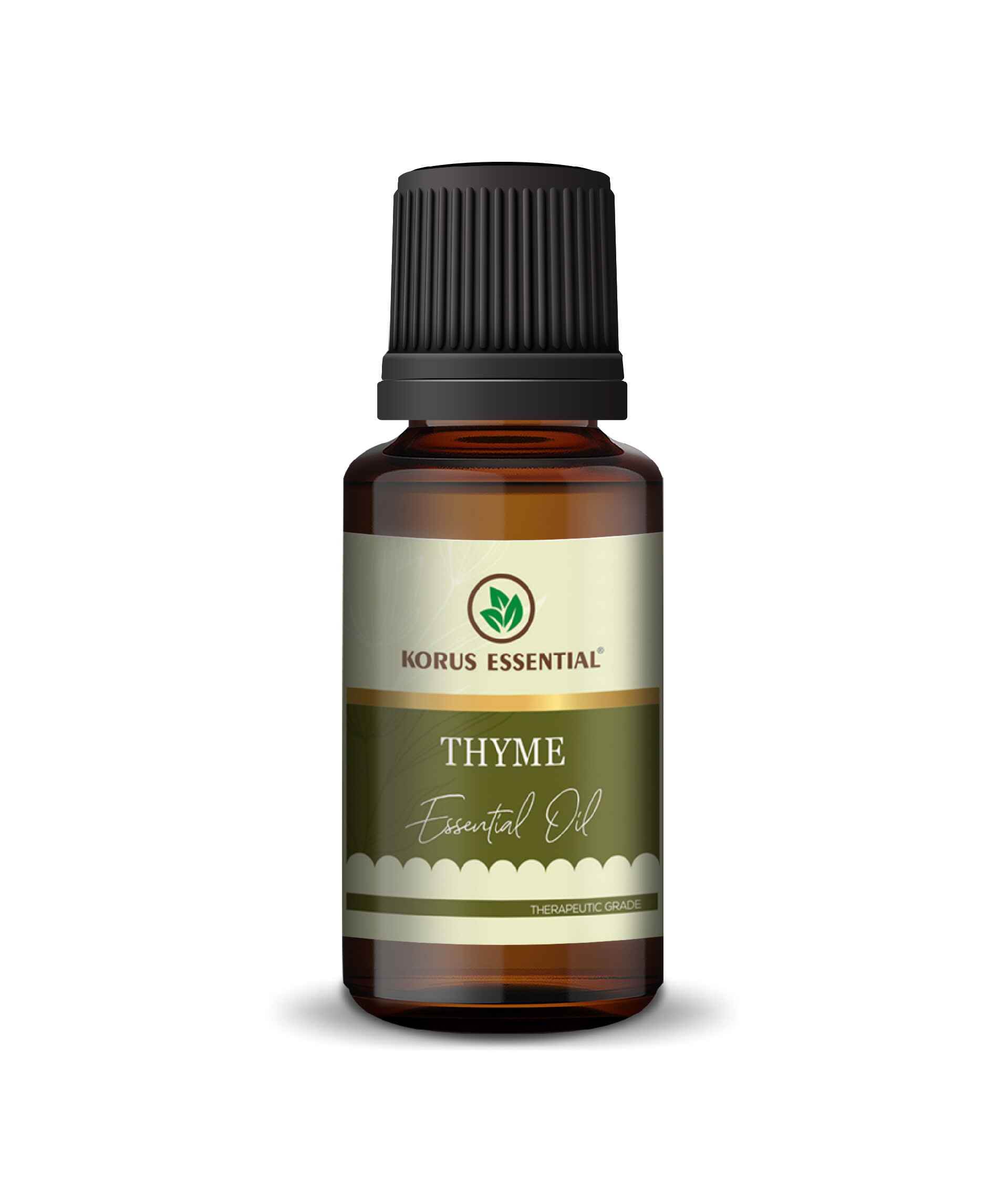 Korus Essential Thyme Oil bottle – 100% pure therapeutic grade