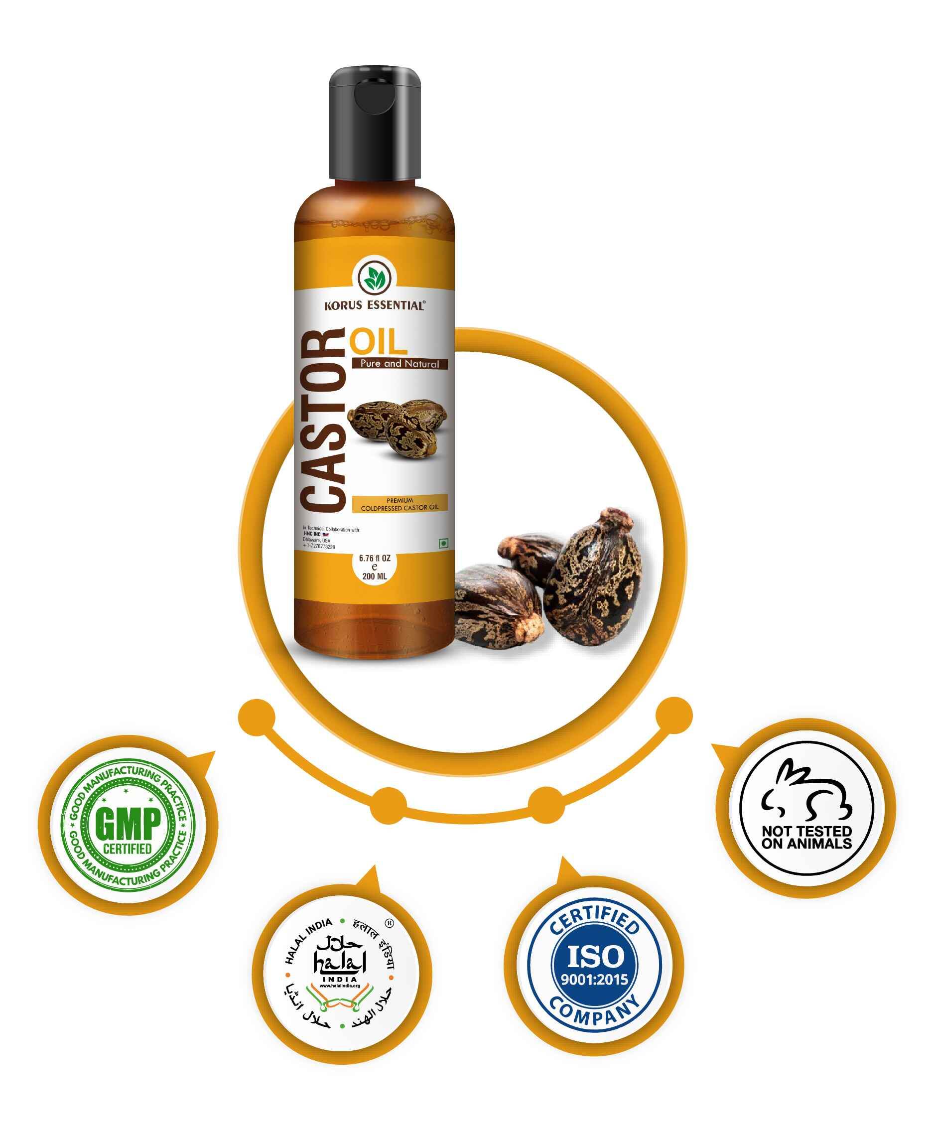 Korus Essential cold pressed castor oil 200ml pack
