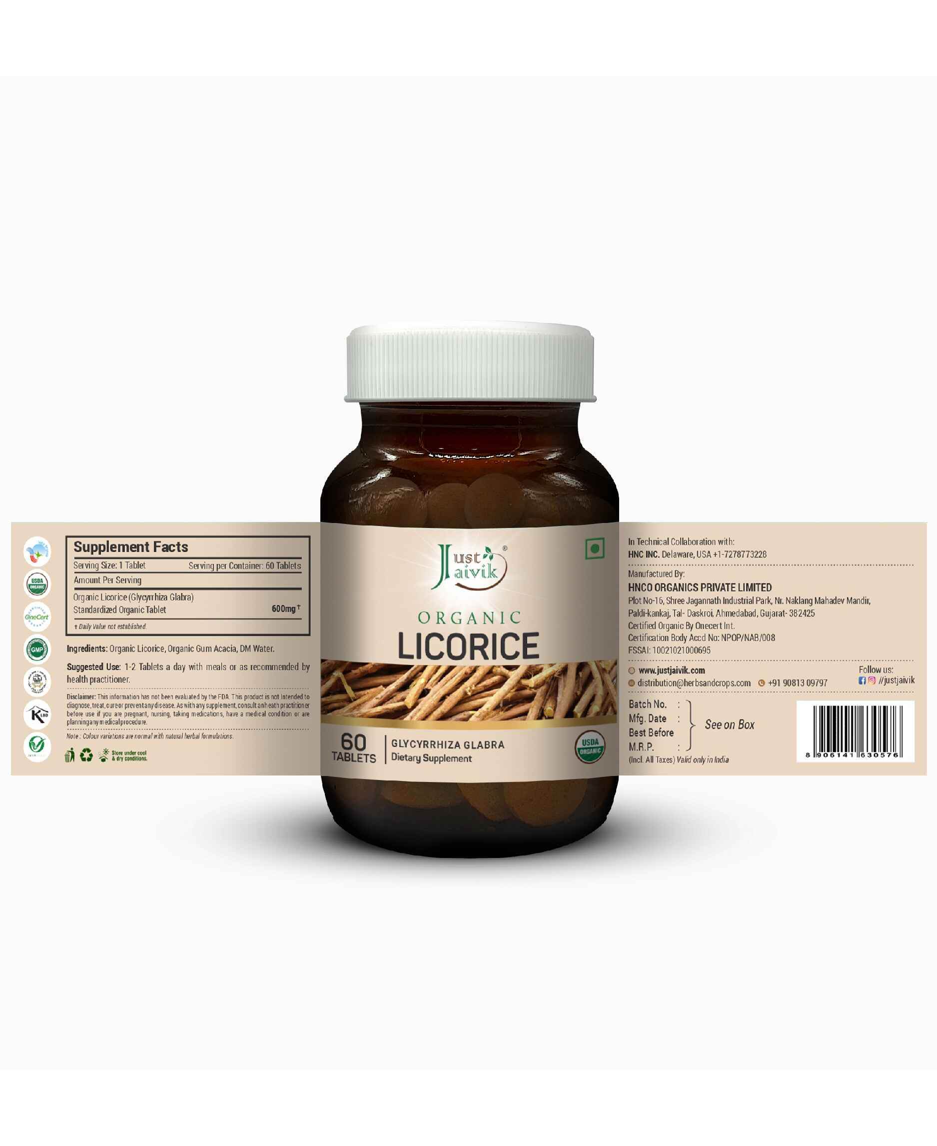 Just Jaivik Organic Licorice Root Tablets pack