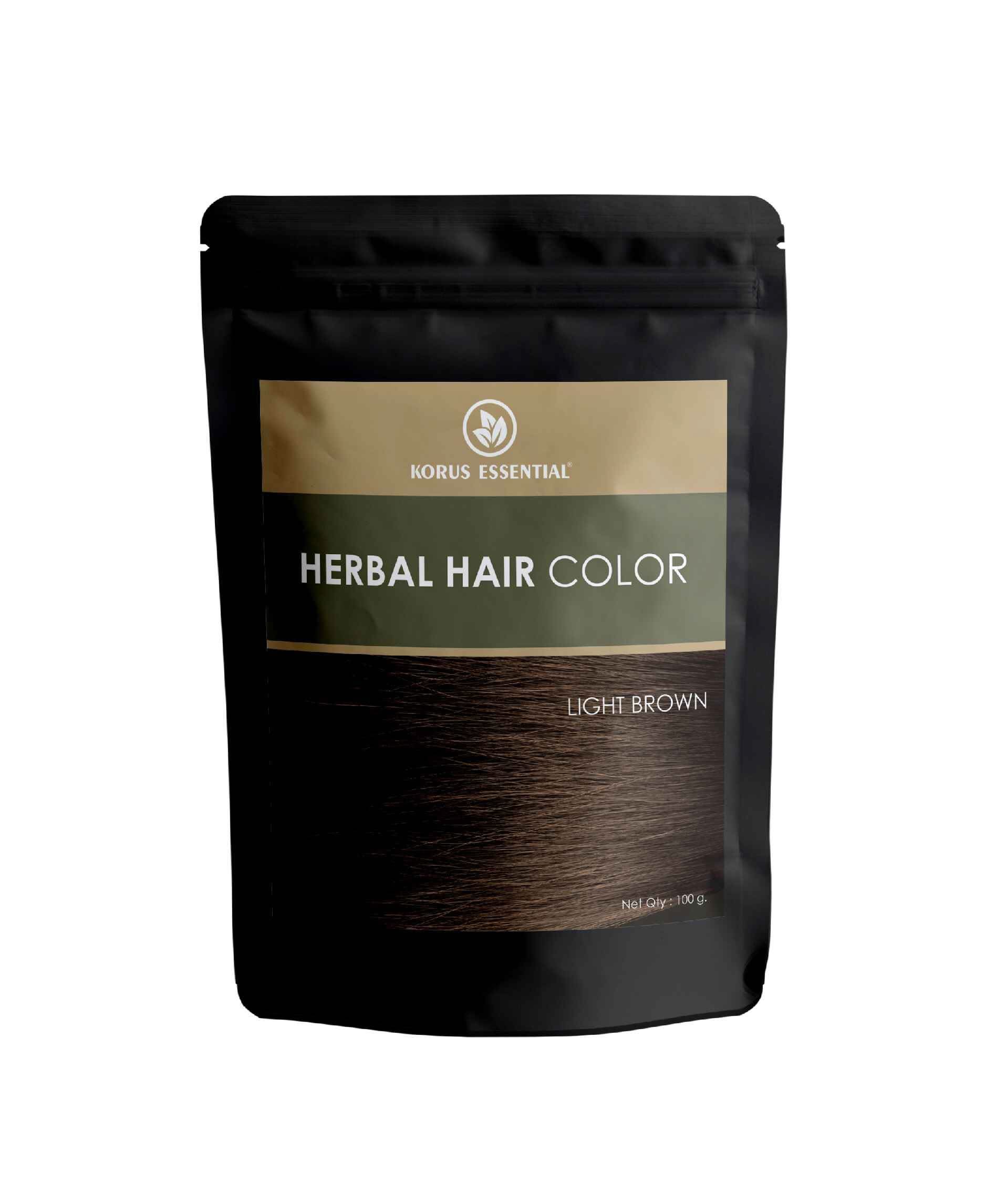 Korus Essential Herbal Hair Color (Light Brown) - 100gm (Pack of 3).