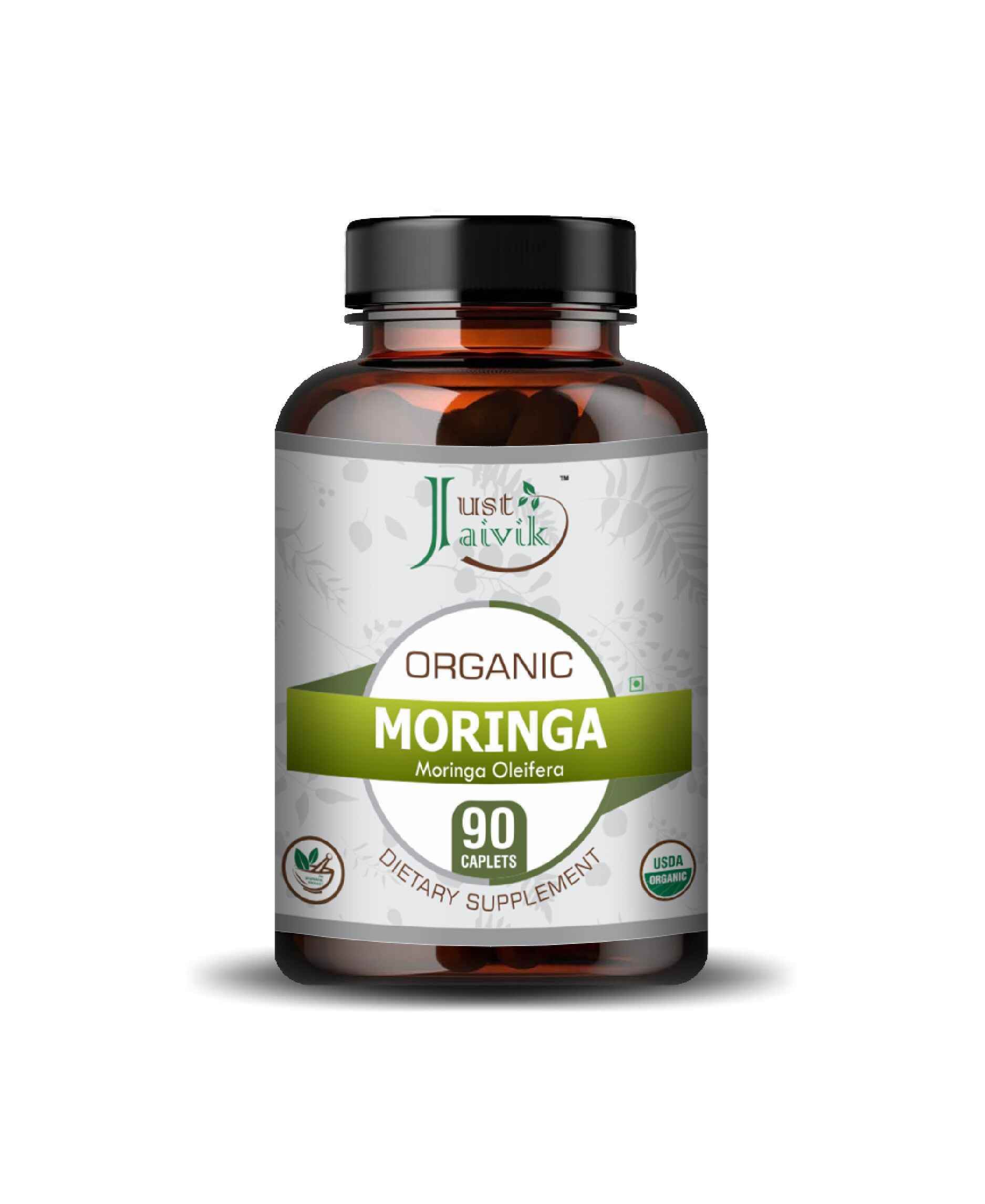 Just Jaivik Organic Moringa Caplets bottle