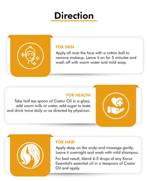 Natural castor oil moisturizing skin and hair