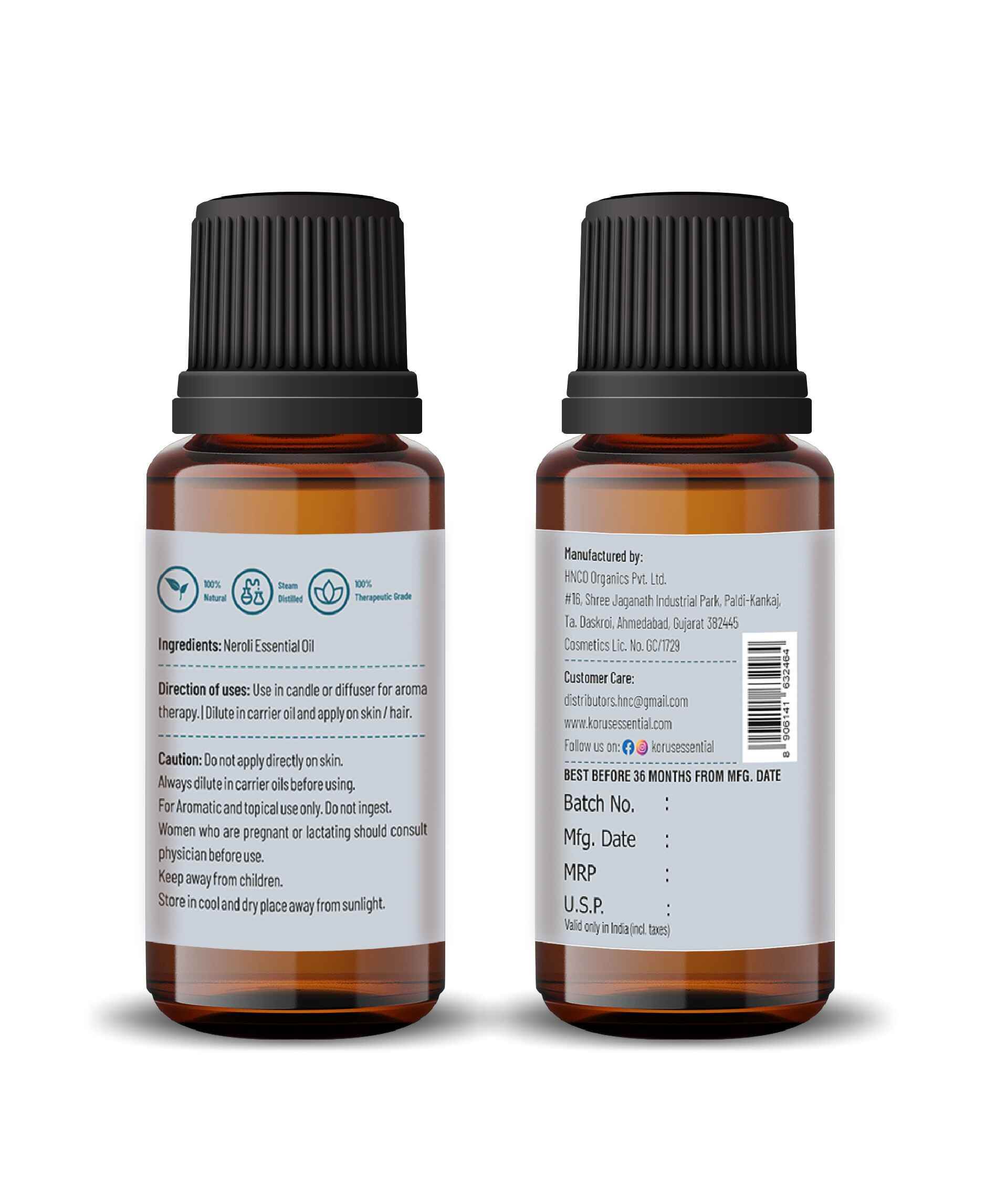 Korus Essential Neroli Oil - 15ml (Pack of 2).