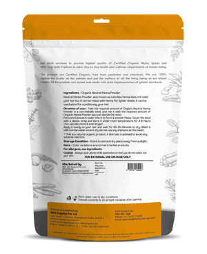 Colorless organic henna powder for scalp and hair