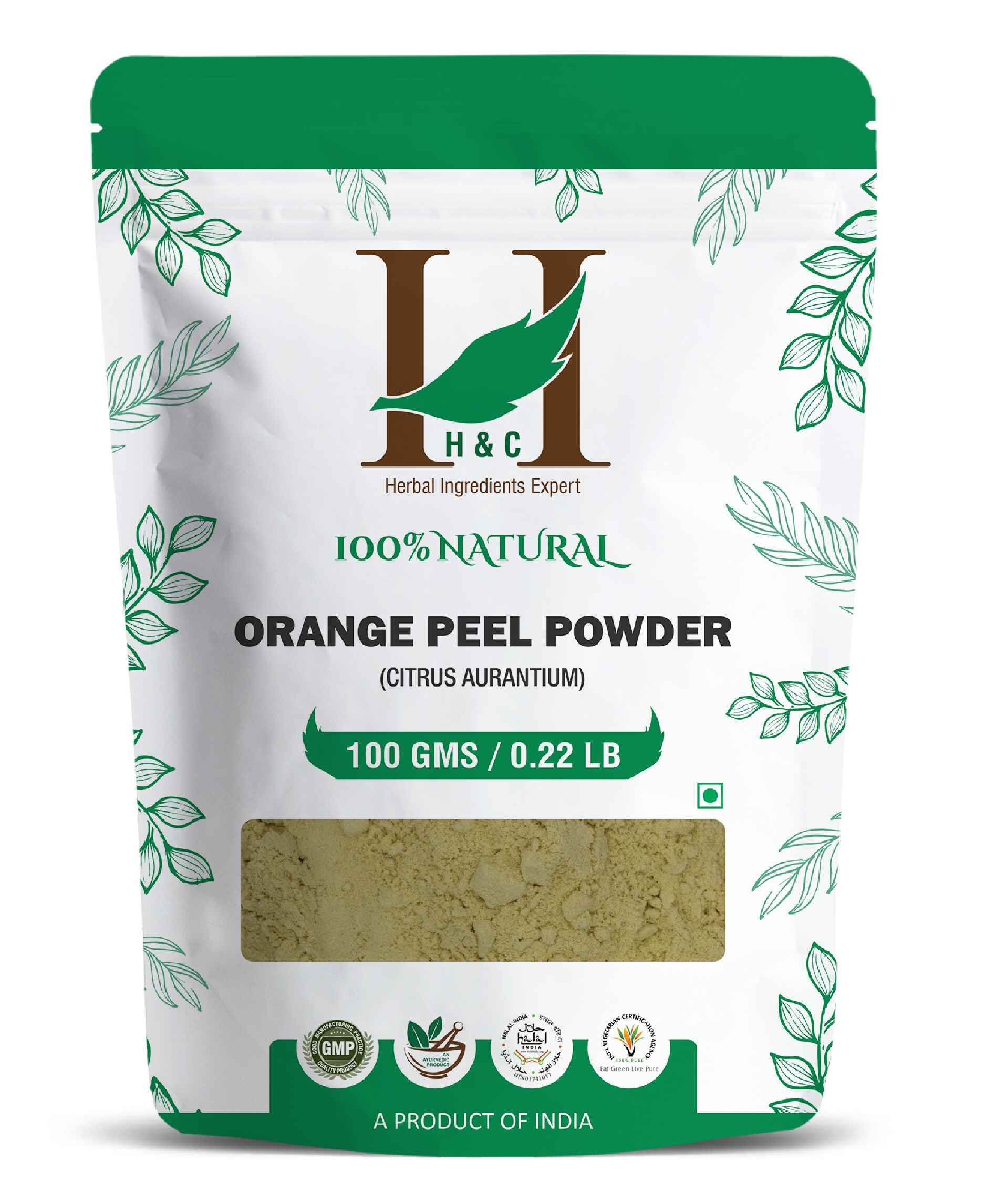 H&C Natural Orange Peel Powder - 100gm (Pack of 4) Citrus Aurantium.